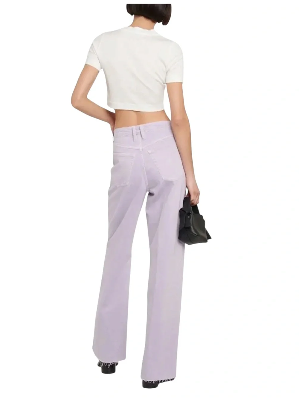 FRAME High ‘N’ Tight High Rise Raw Hem Wide-Leg Jeans Lilac Size 30 - Picture 5 of 10